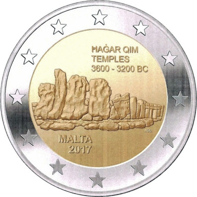 Монета 2 евро 2017 г. Мальта. "Хаджар-Ким. Доисторические города".